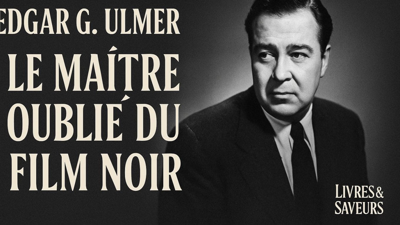 Portrait en noir et blanc d’Edgar G. Ulmer avec le titre "Le maître oublié du film noir", visuel pour l’article du site Livres & Saveurs